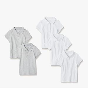 5pc Girls White & Gray polo shirts.